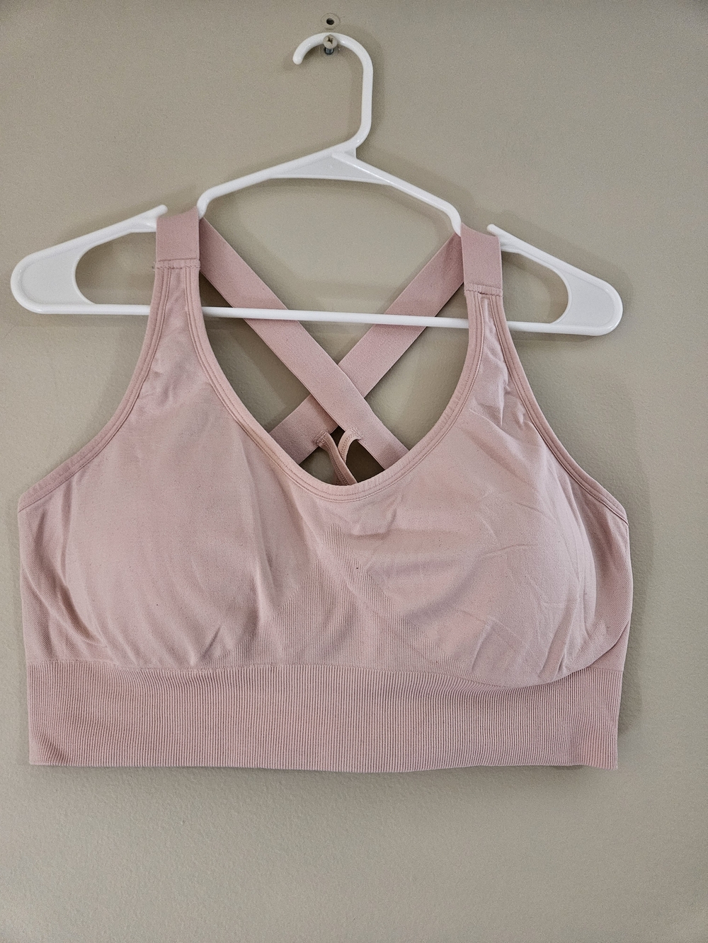 Seamless Crossback Sports Bra - Blush Pink